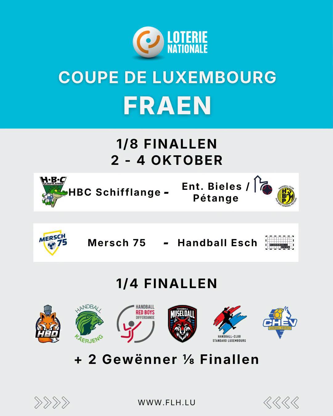 Tirage Loterie Nationale Coupe de Luxembourg - ⅛ Finallen - 05.09.2026