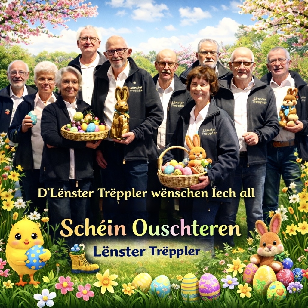 D’Lënster Trëppler wënschen iech all schéin Ouschteren 🐣🌸🐰 Genéisst déi Zäit an loosst iech et gutt goen! 💛
