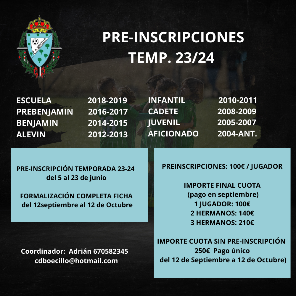 PRE-INSCRIPCIONES TEMPORADA 23-24