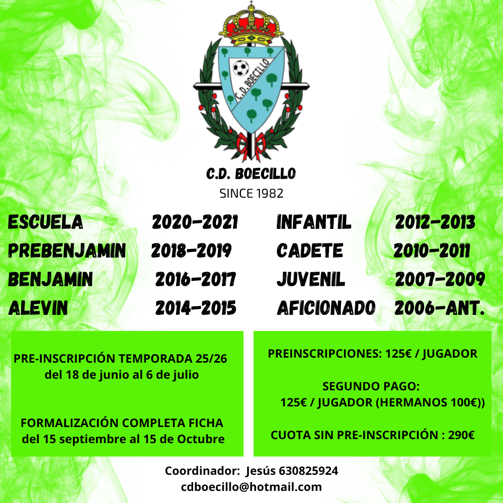¿QUIERES FORMAR PARTE DEL CLUB DEPORTIVO BOECILLO?