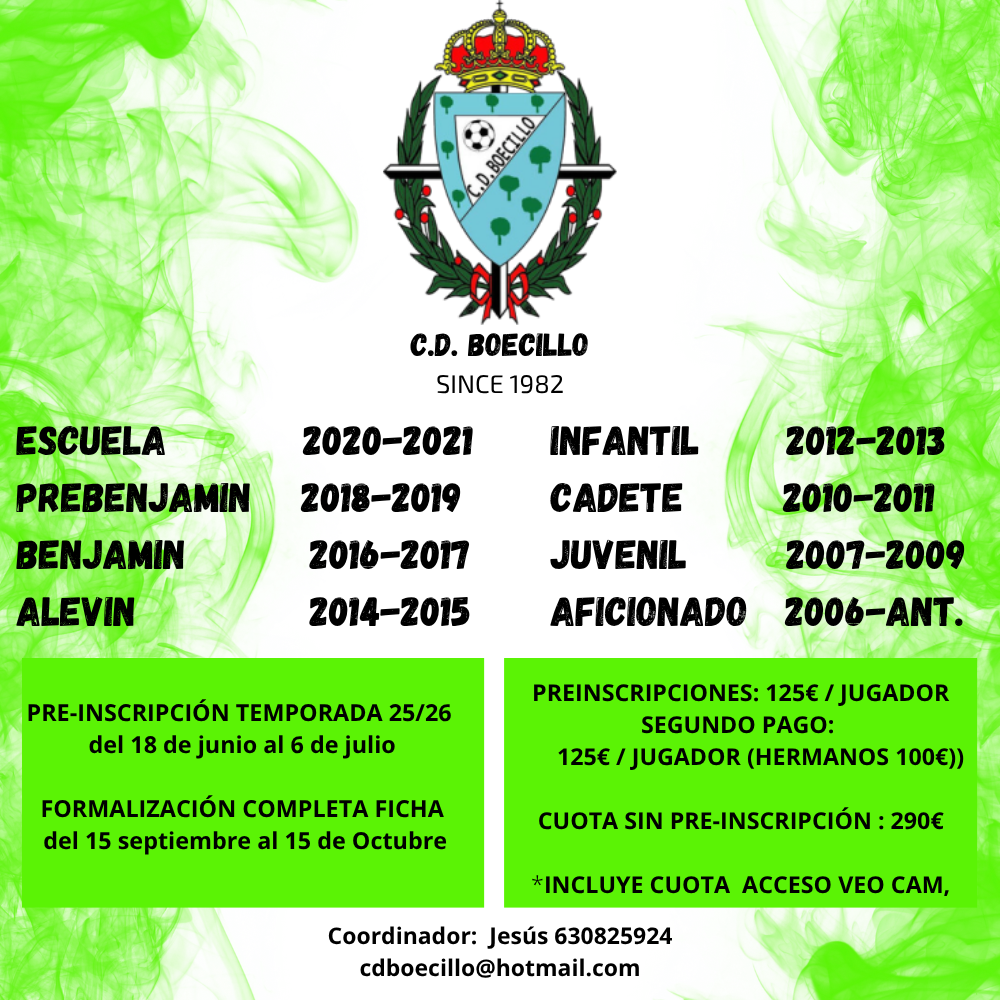 INSCRIPCIONES TEMPORADA 2025/2026