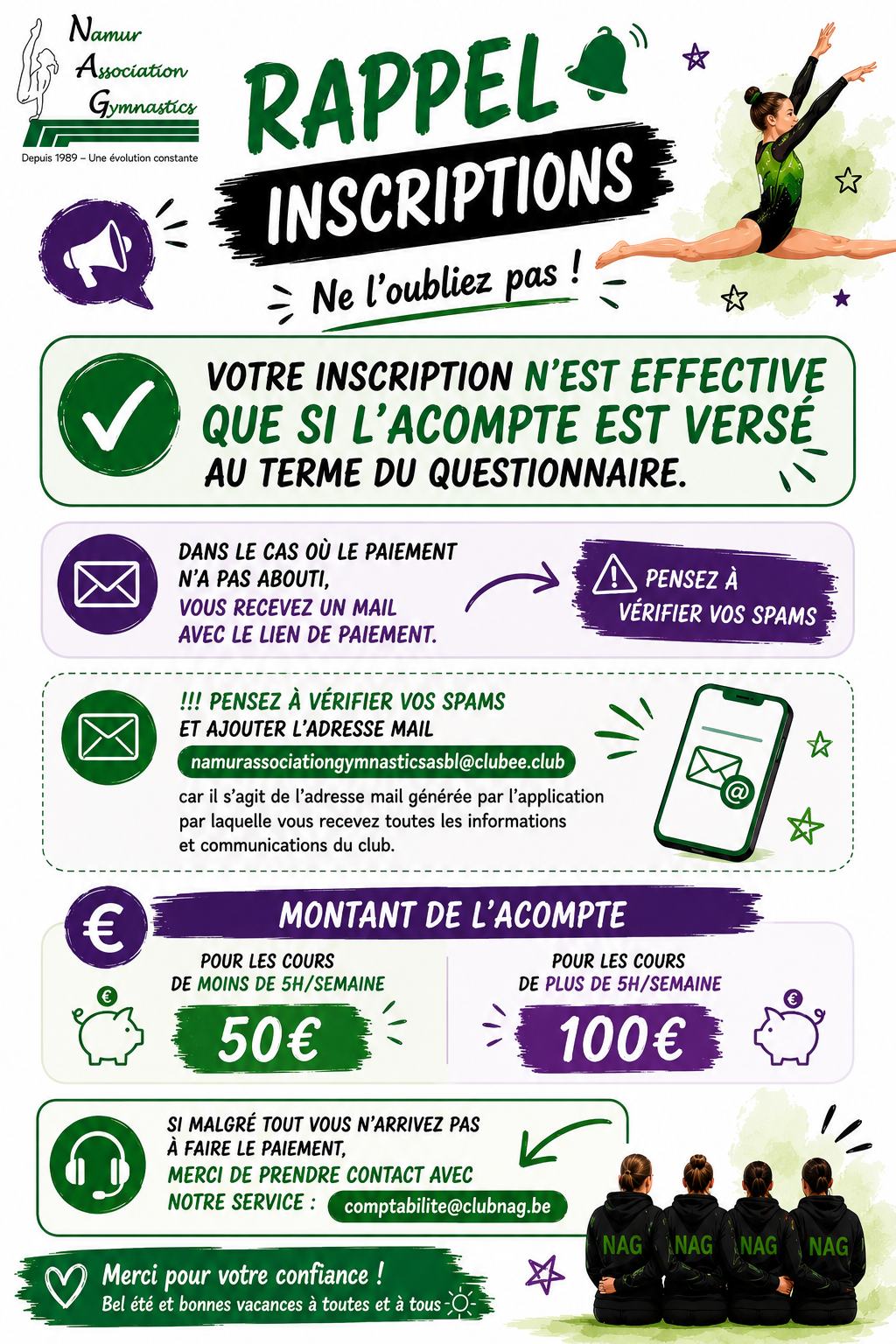 Rappel inscriptions