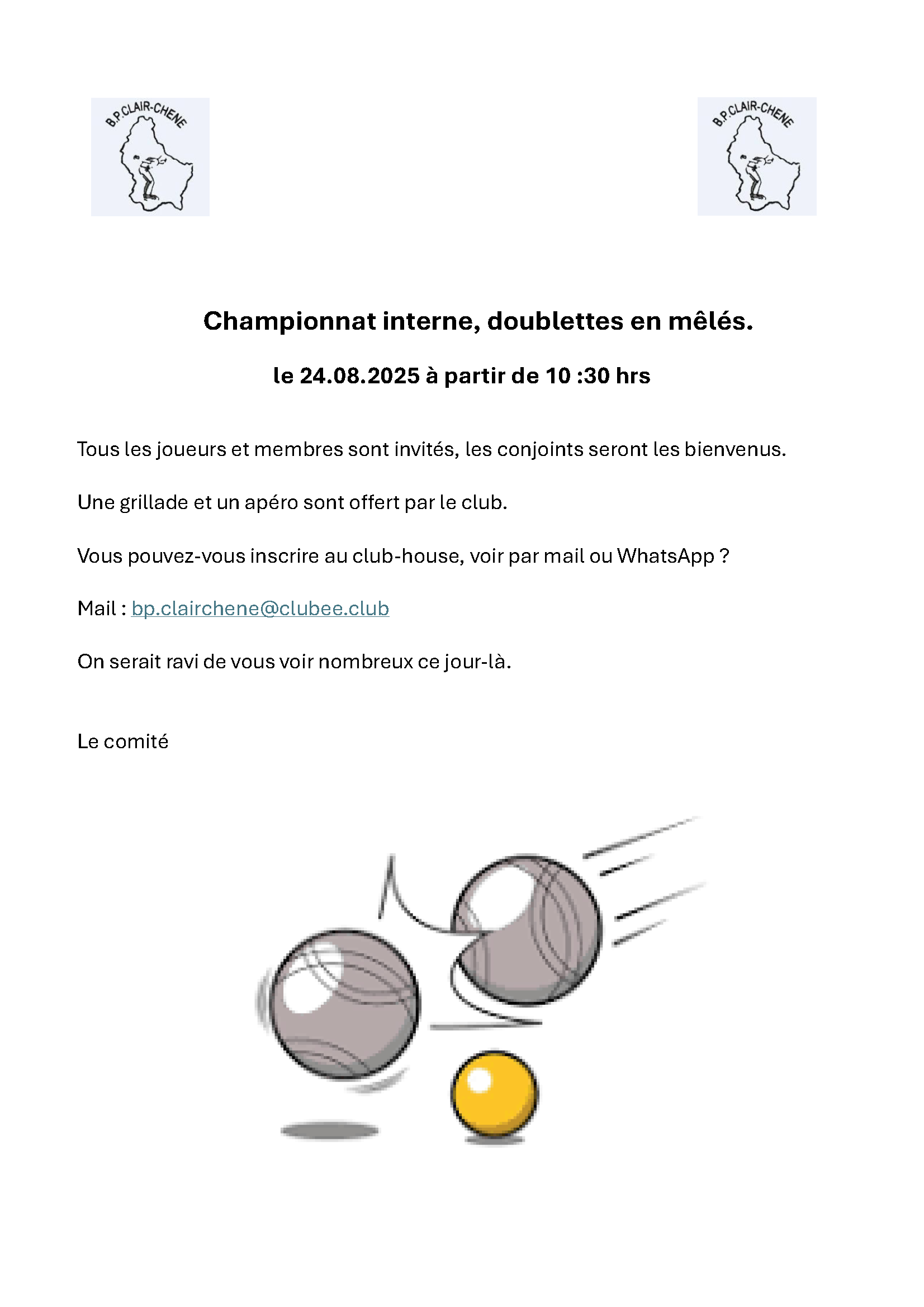 Championnat interne, doublettes en mêlés.