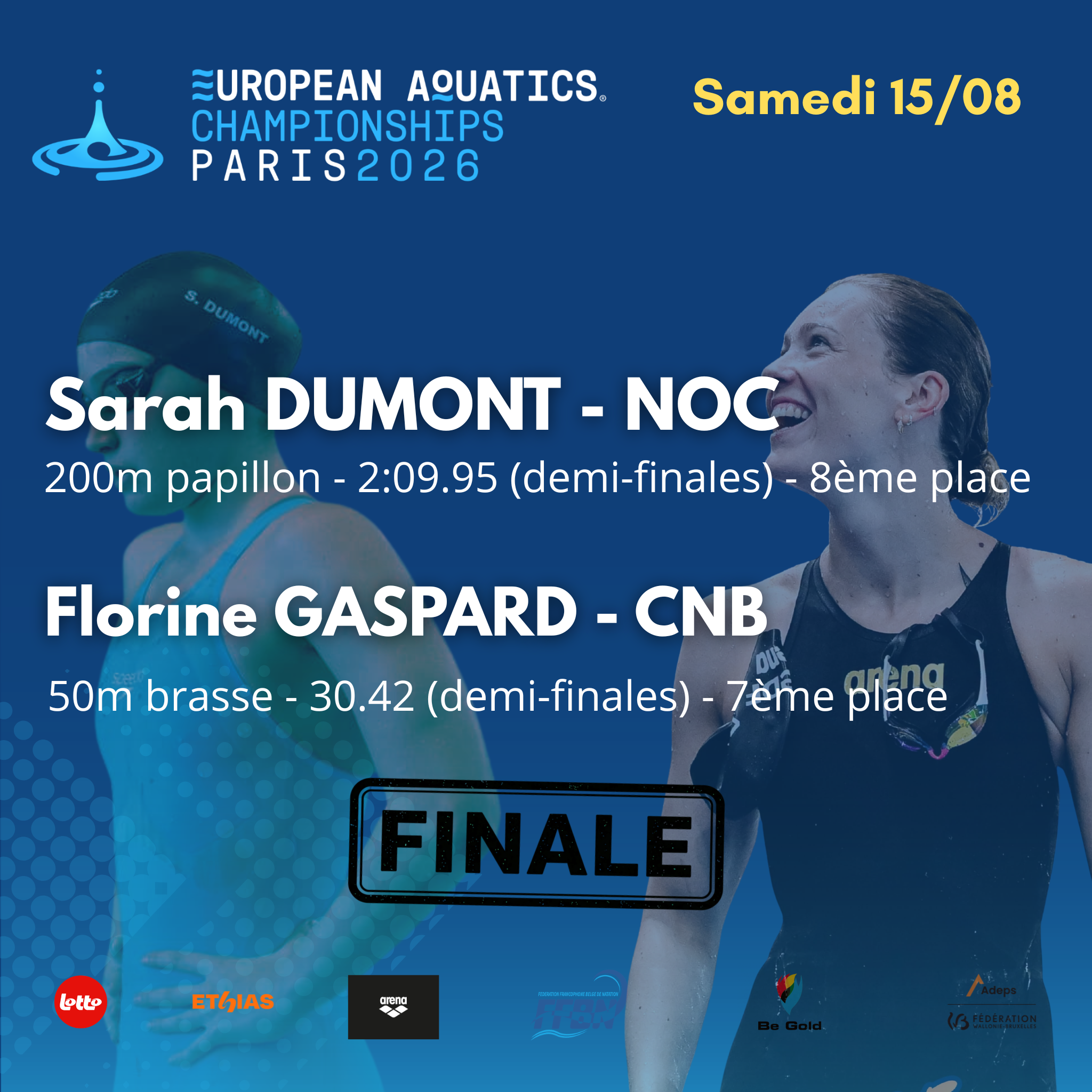 Championnats d'Europe de Natation - Samedi 15/08