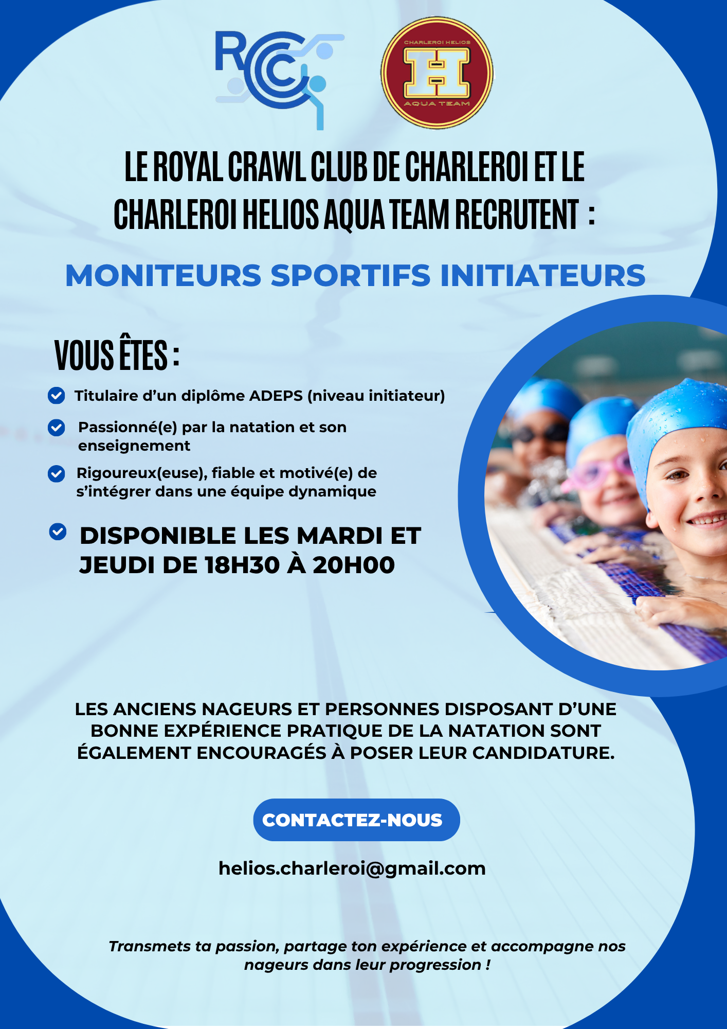 Le RCCC et HELIOS recrutent des moniteurs