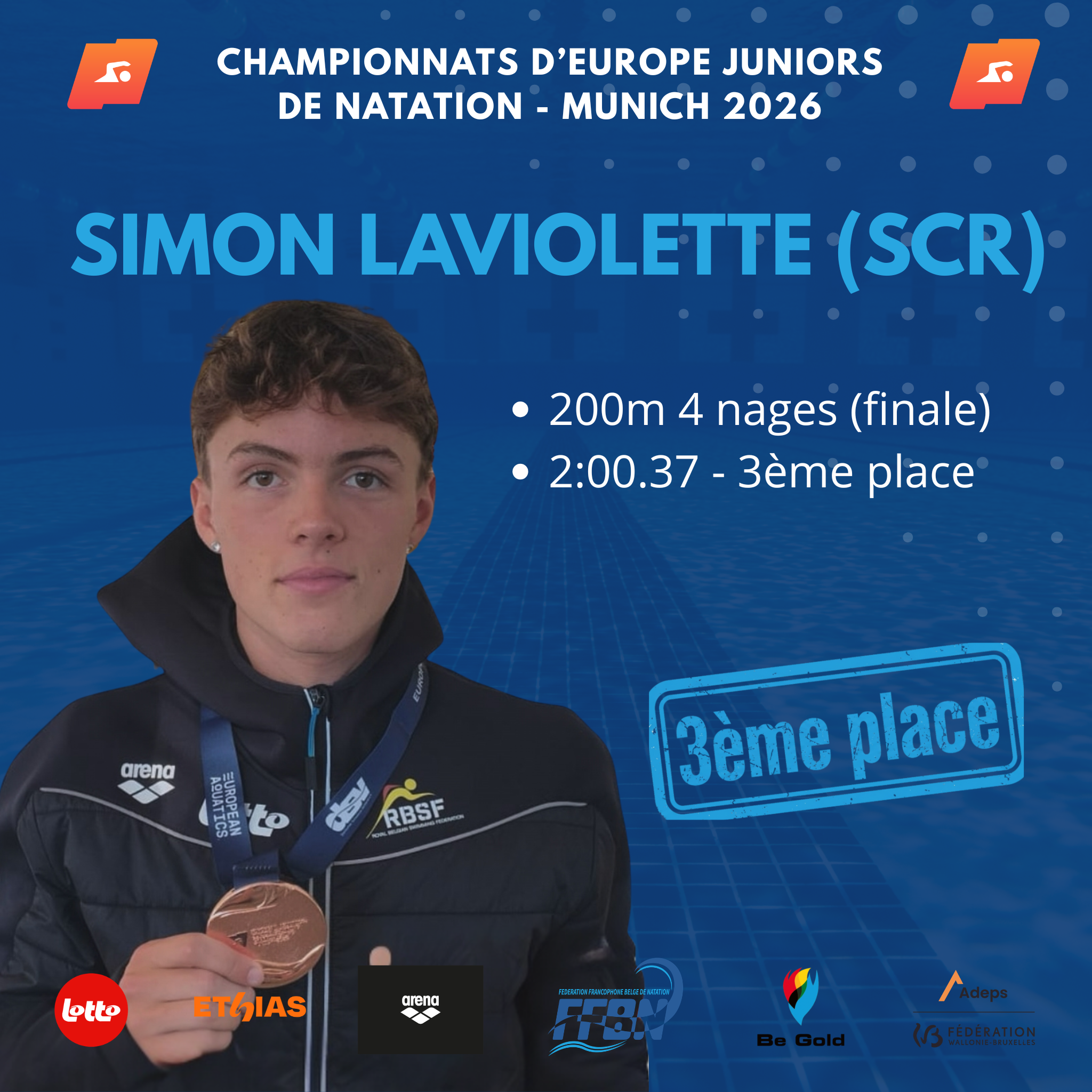 Médaille de bronze aux CEJ - Simon Laviolette