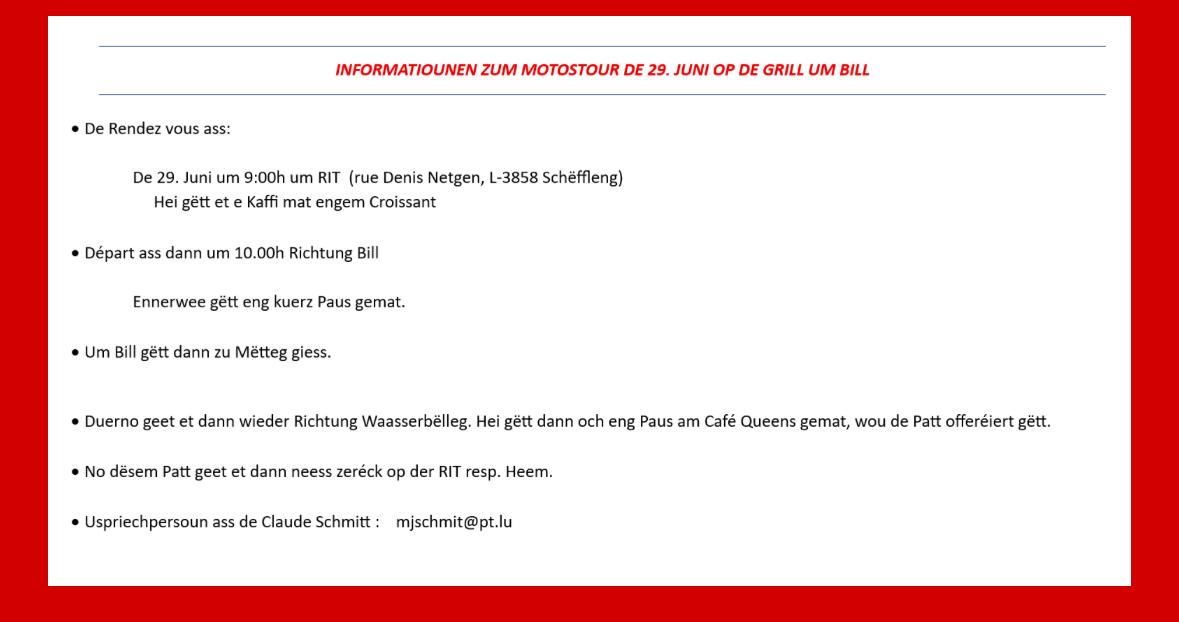 Ausfahrt Mototour Multiple Sclerose mat Grill um Bill