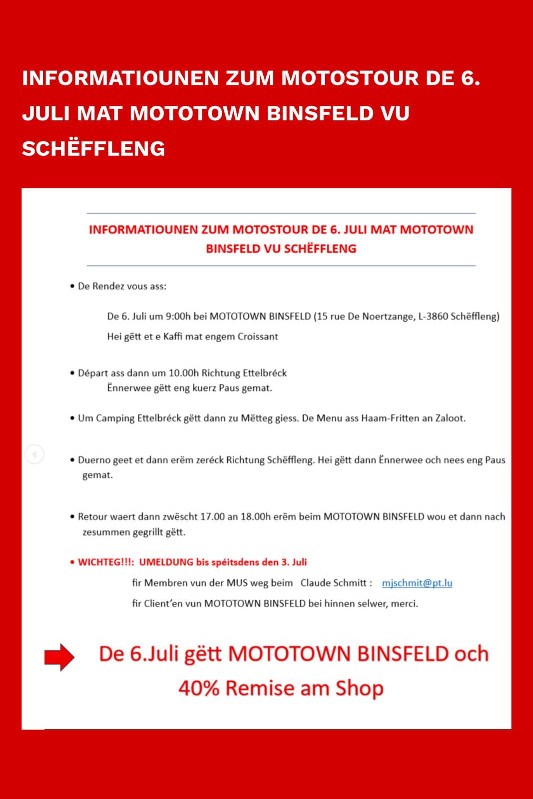 Ausfahrt Mototour Mototown Binsfeld