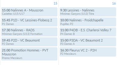 Rencontres du week-end des 15-16/02/2025