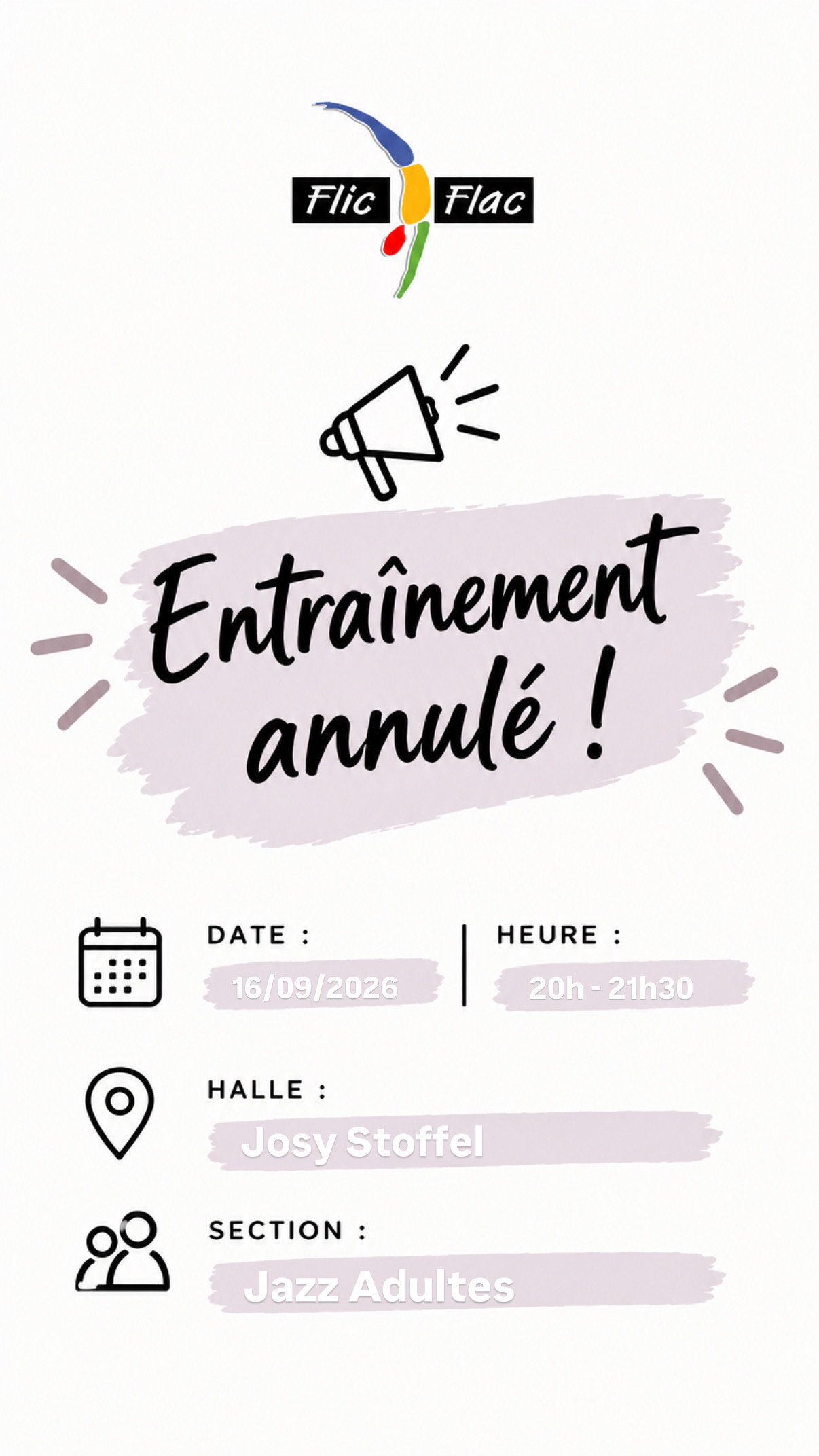 Entraînement annulé - Jazz Adultes !