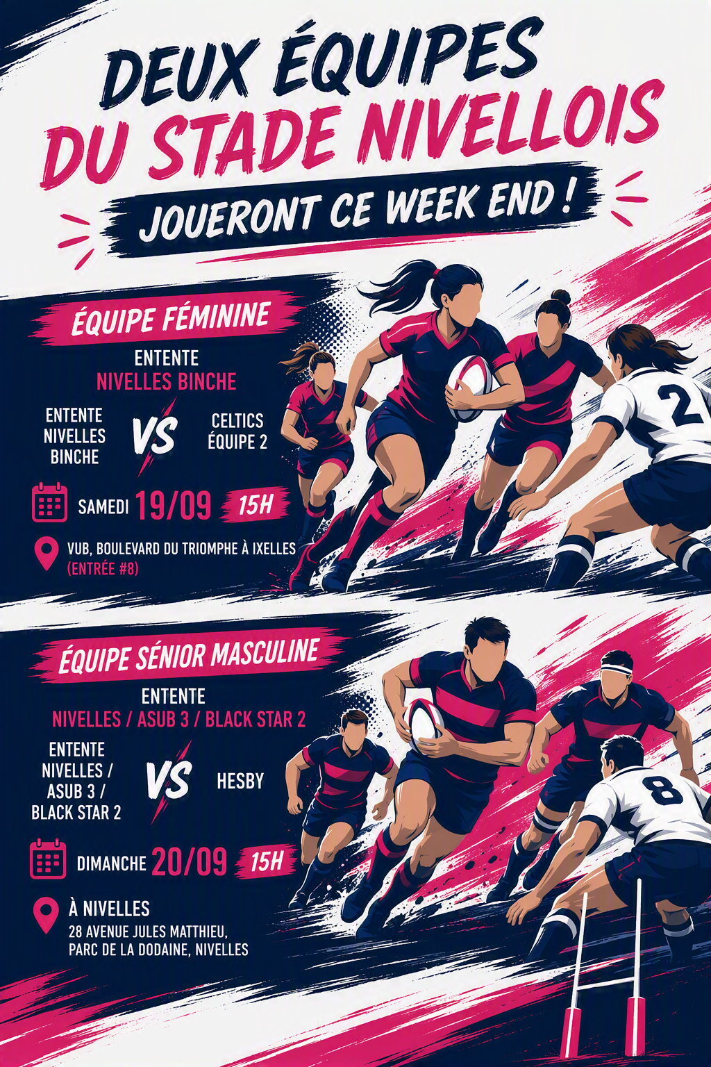 2 matches des équipes séniors ce week end des 19 et 20/09
