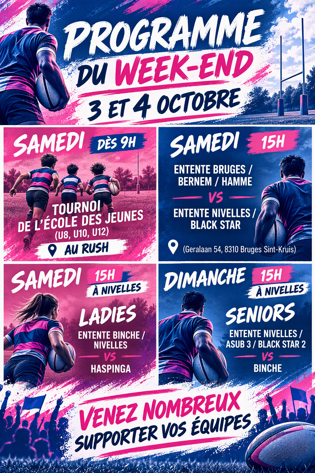 Programme des matches des 3 et 4 octobre 