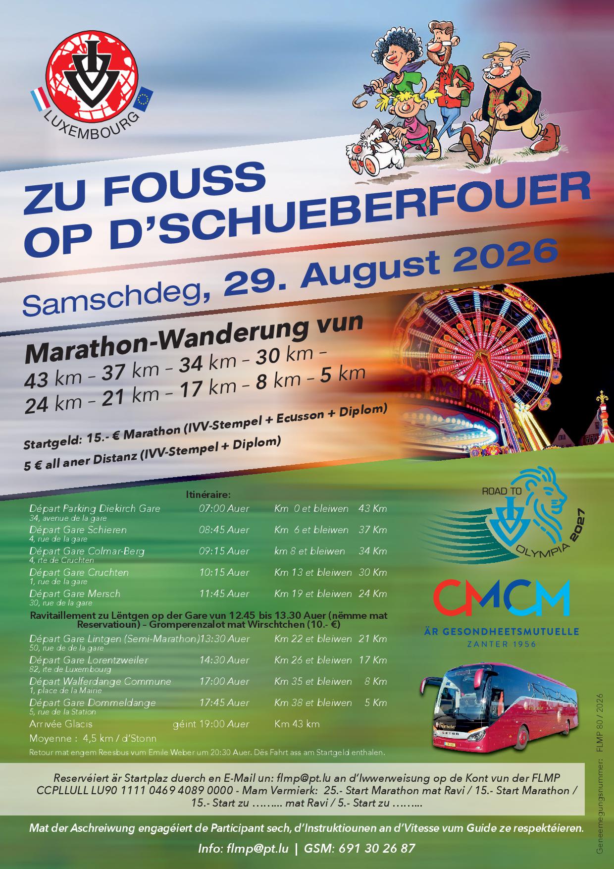 ZU FOUSS OP D'SCHUEBERFOUER / geféiert MARATHON WANDERUNG 