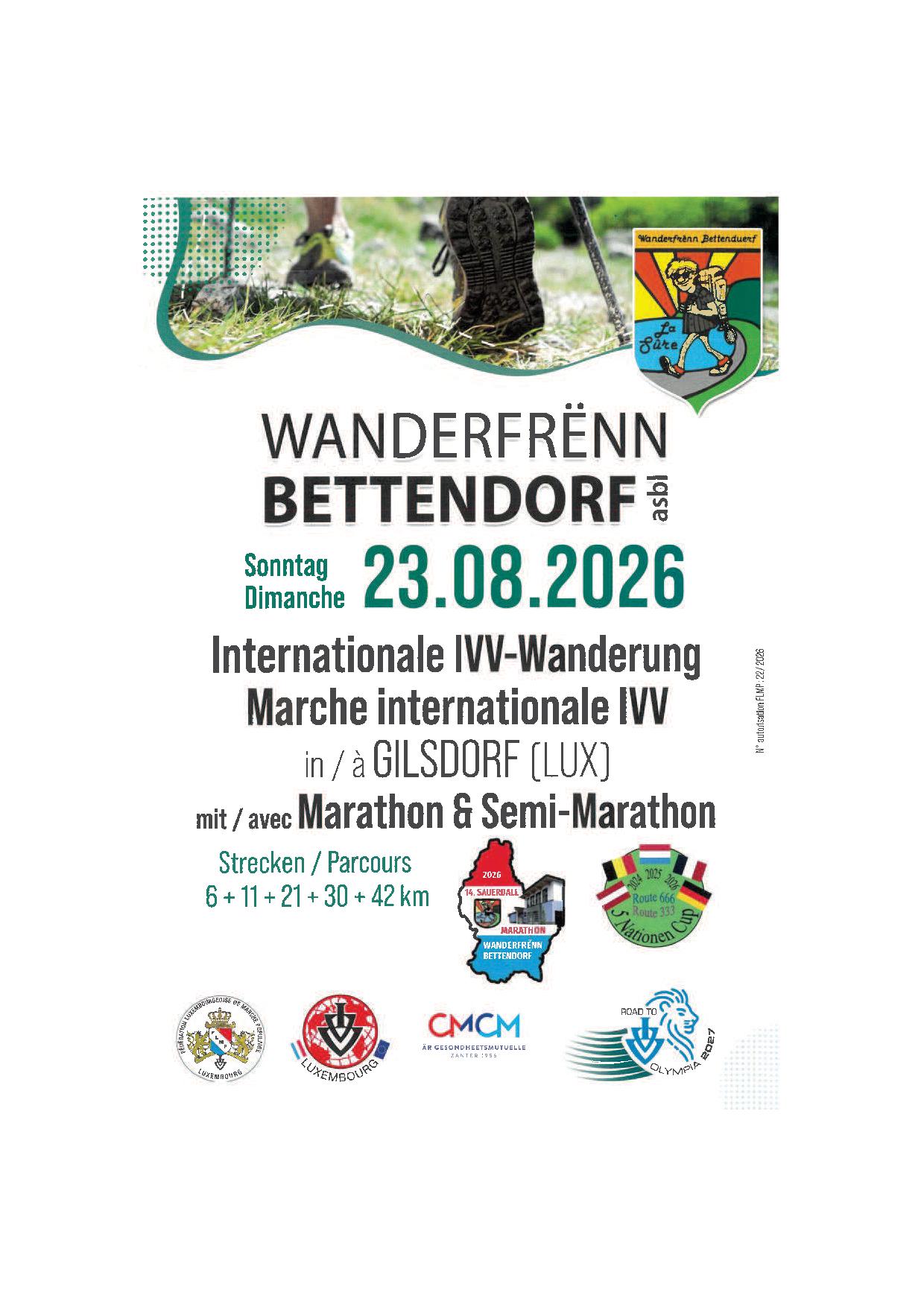 GILSDORF (Wanderfrënn Bettendorf) FLMP IVV WANDERUNG + MARATHON 