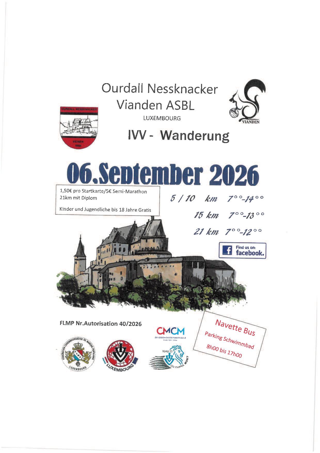 VIANDEN FLMP IVV WANDERUNG + SEMI MARATHON 