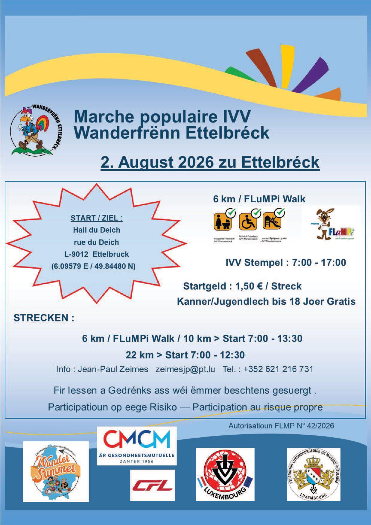 ETTELBRUCK FLMP IVV WANDERUNG + FLuMPi-Walk (NOUVEAU LIEU DE DÉPART)