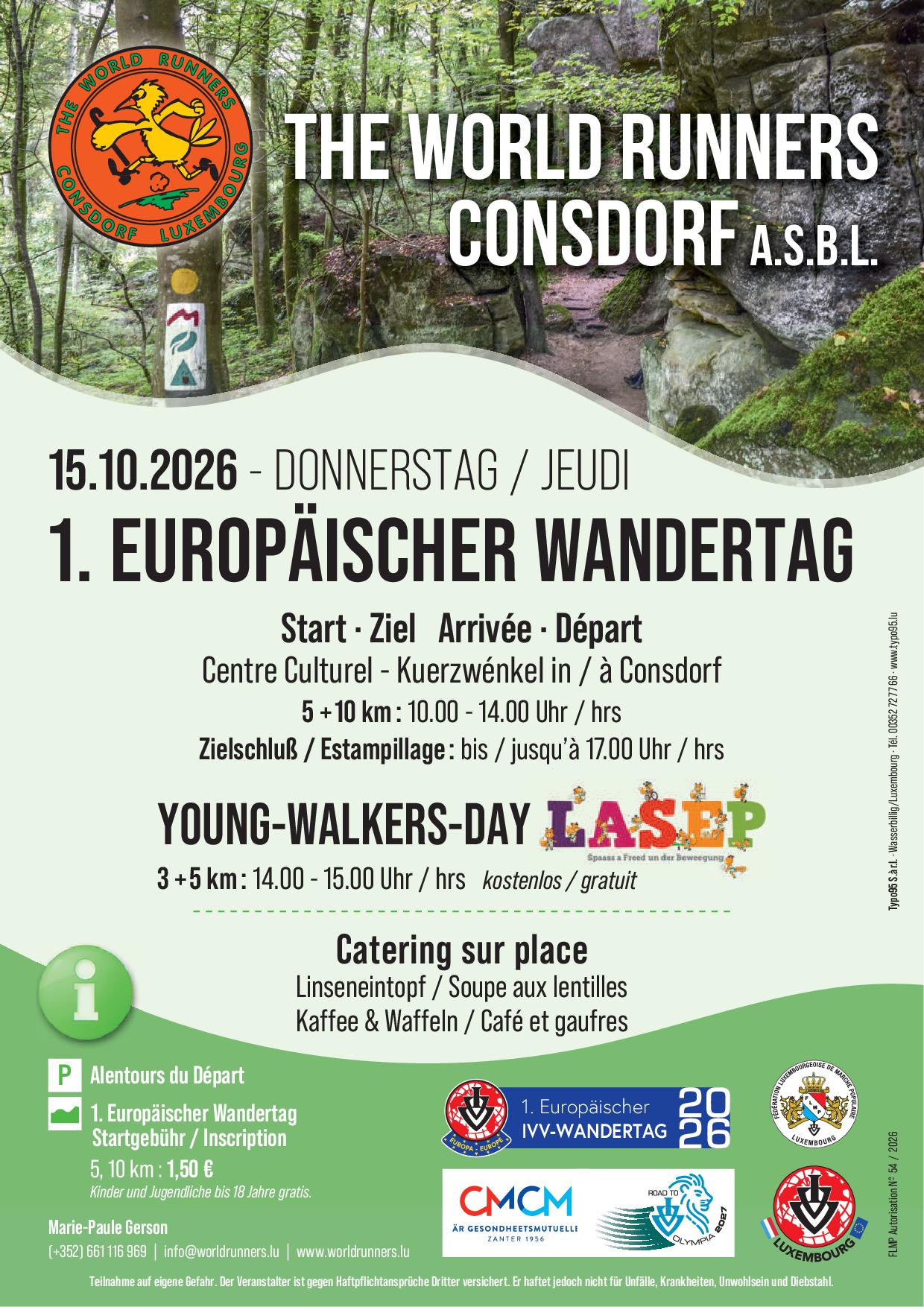 CONSDORF FLMP IVV Wanderung + Young Walkers Day + 1. Europäischer Wandertag 