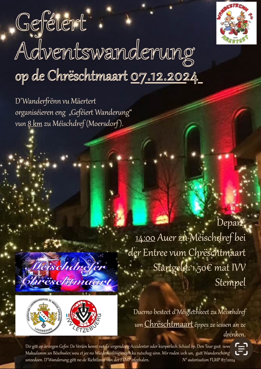 MÉISCHDREF (Moersdorf) FLMP IVV Geféiert Adventswanderung op de Chrëschtmaart 