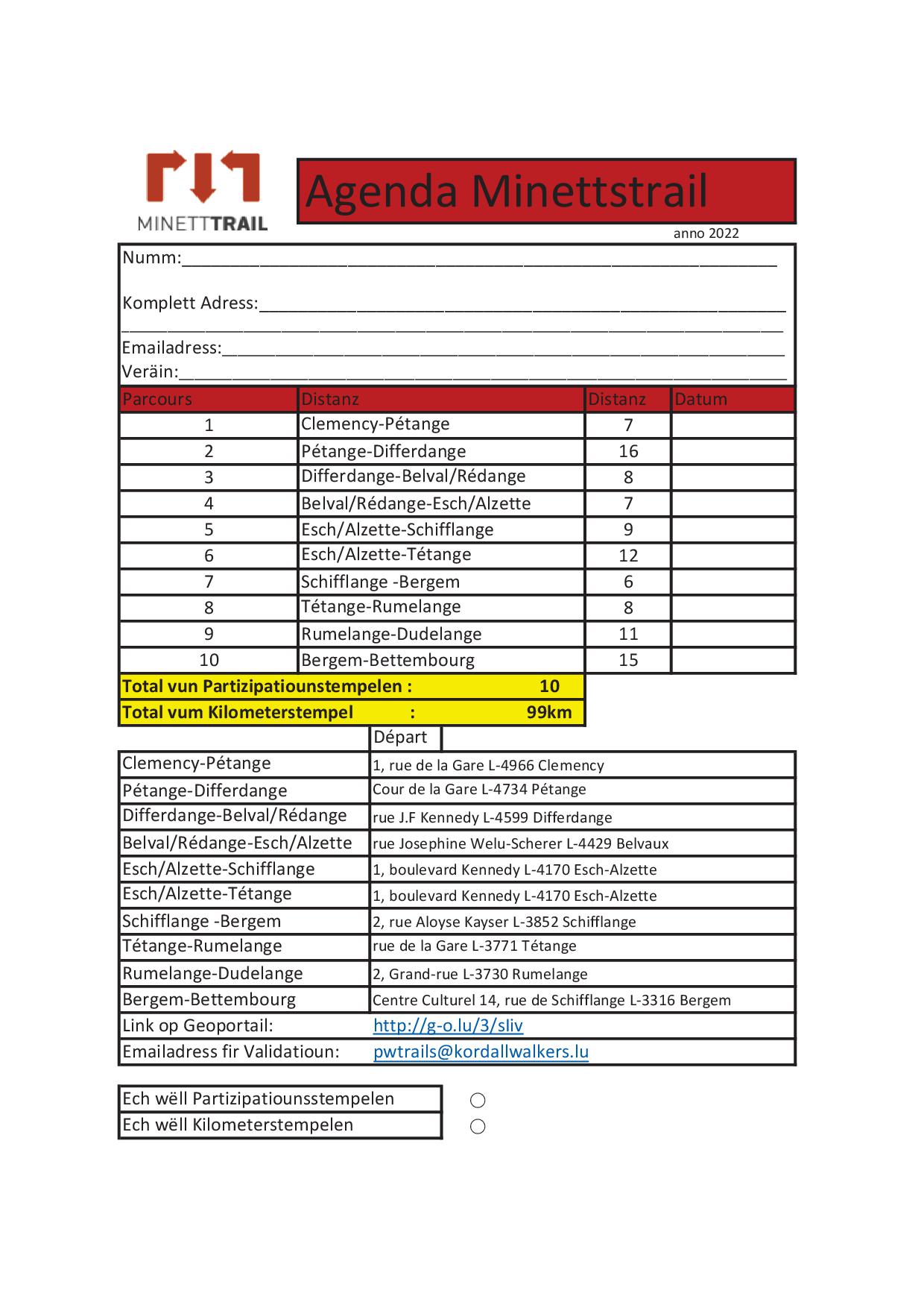 AGENDA MINETT TRAIL 