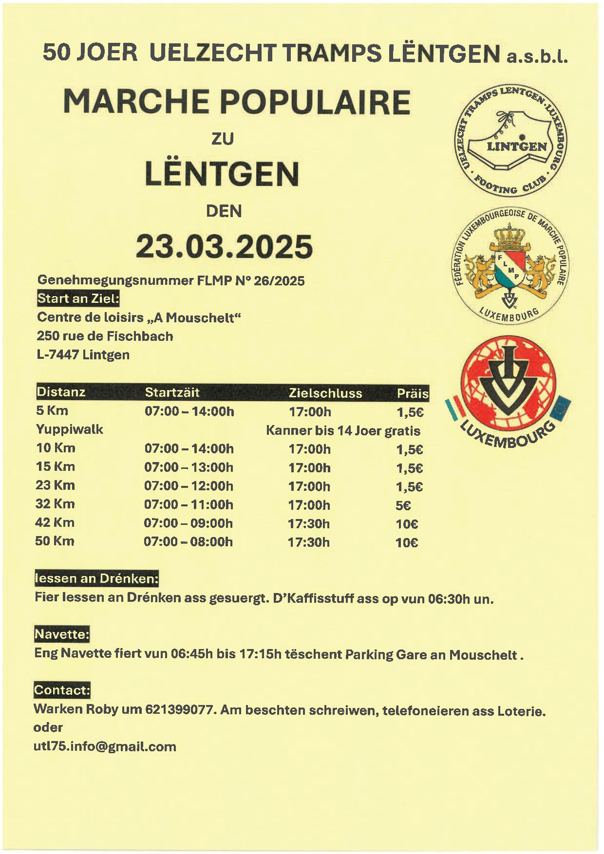 LINTGEN FLMP IVV WANDERUNG + MARATHON + YUPPI WALK 