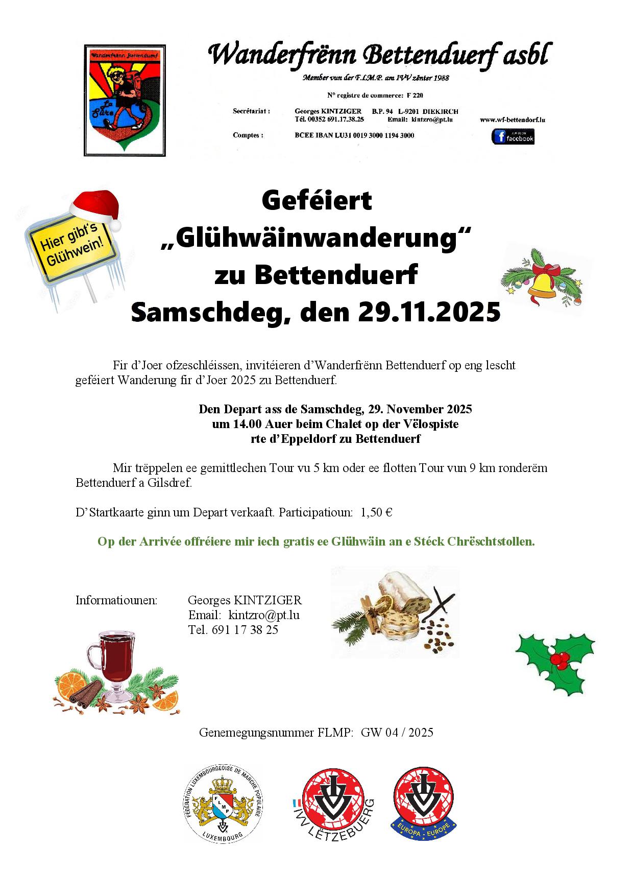 BETTENDORF FLMP IVV Geféiert Glühwäinwanderung