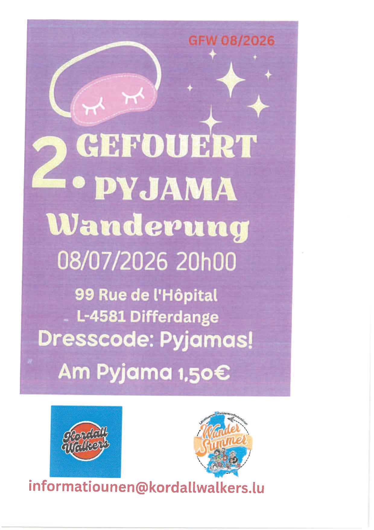 DIFFERDANGE FLMP IVV Geféiert PYJAMA Wanderung 