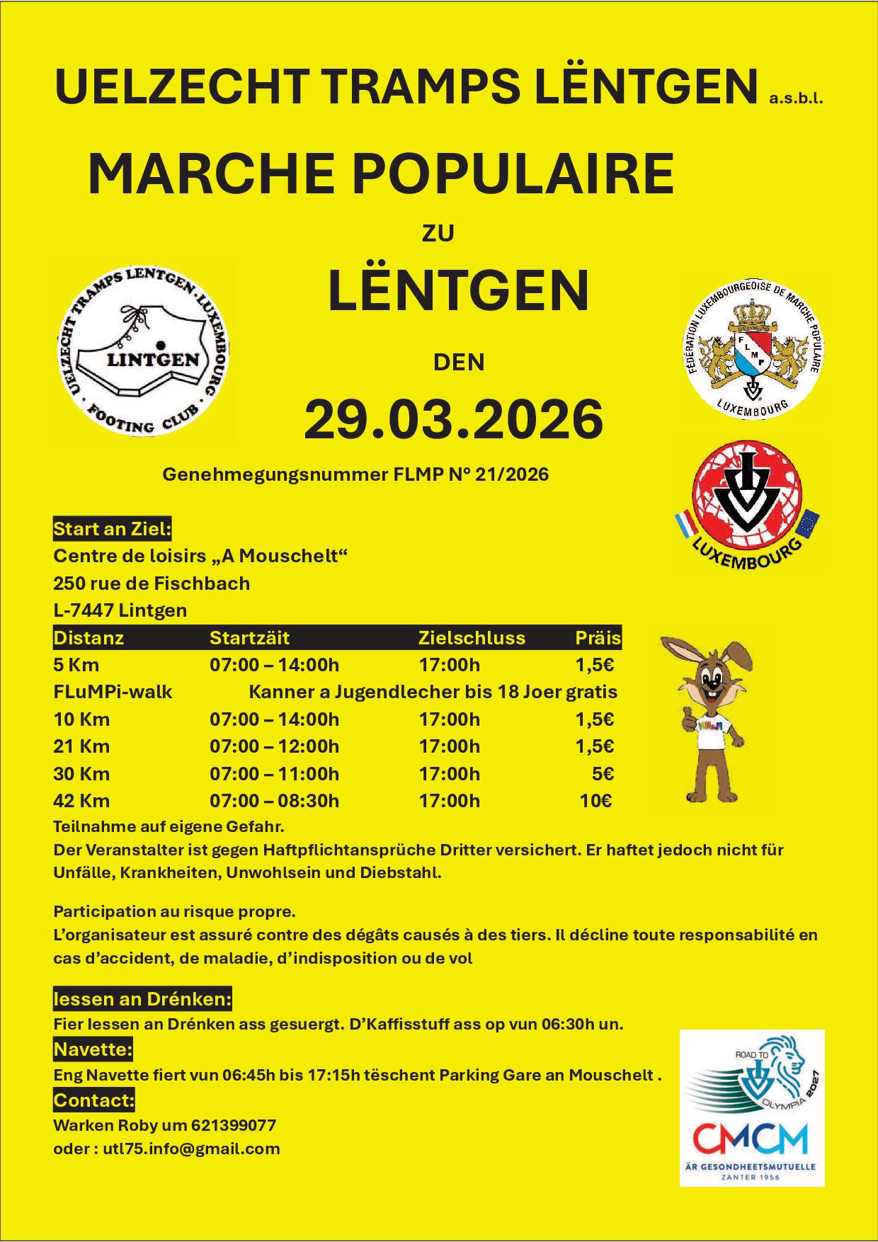 LINTGEN FLMP IVV WANDERUNG  + FLuMPi-Walk + Marathon 