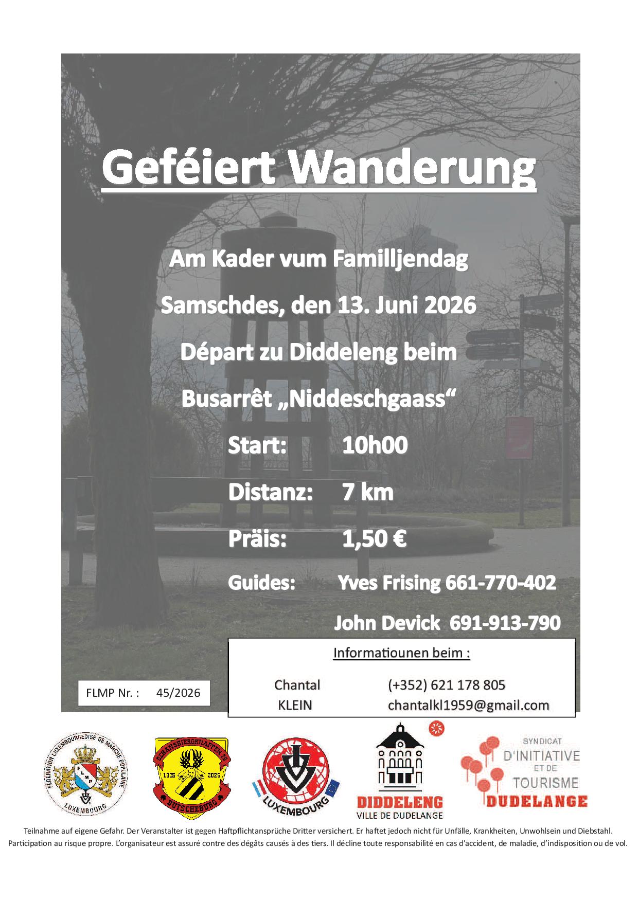 DIDDELENG GEFÉIERT FLMP IVV WANDERUNG Am Kader vum Familljendag