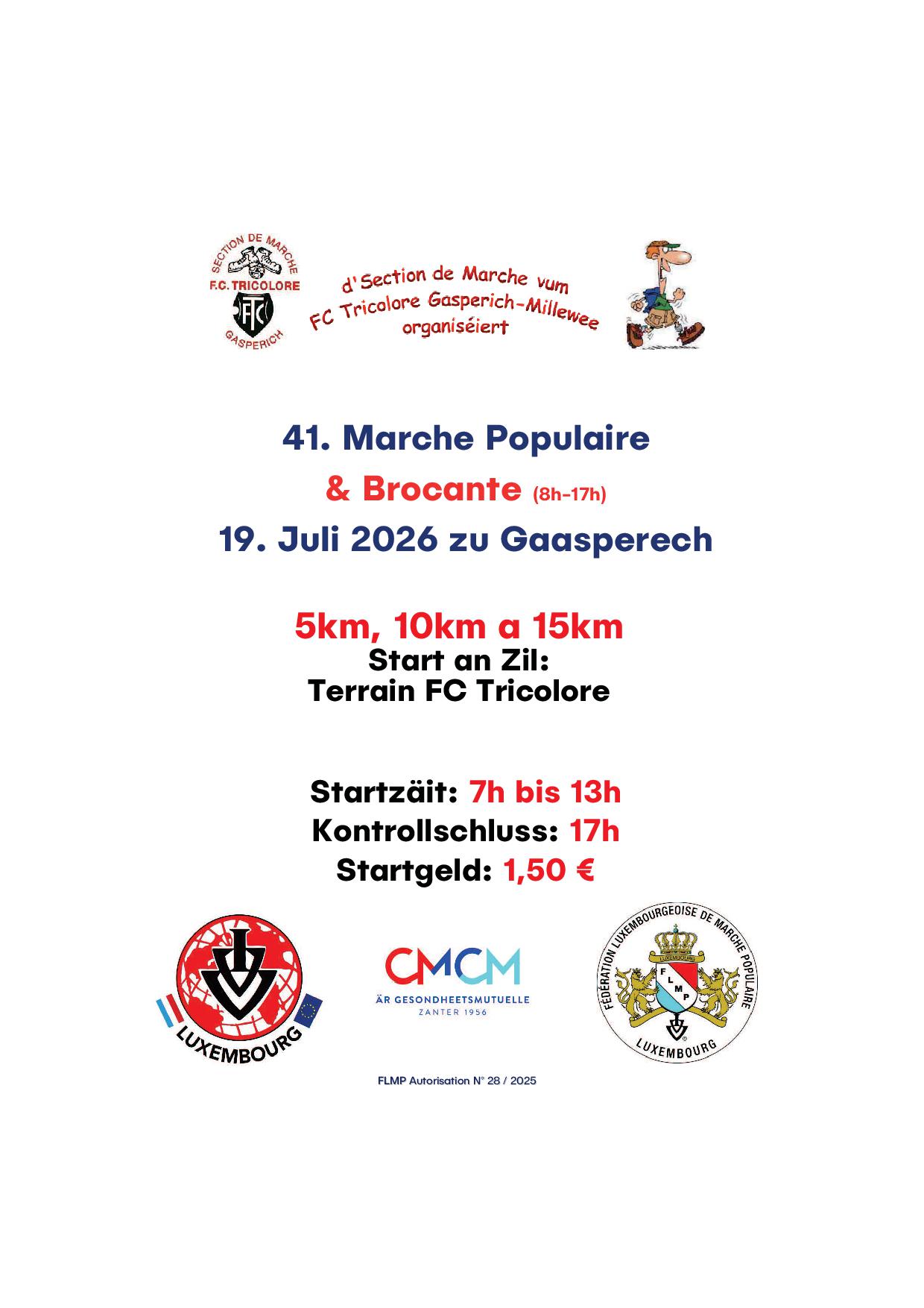 GASPERICH FLMP IVV WANDERUNG + BROCANTE (08h00 - 17h00) 