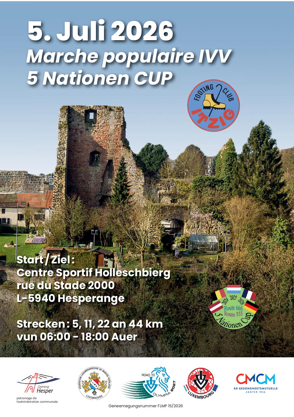 HESPERANGE (Footing Club Itzig) FLMP IVV WANDERUNG + Marathon 5 Nationen Cup + Semi-Marathon