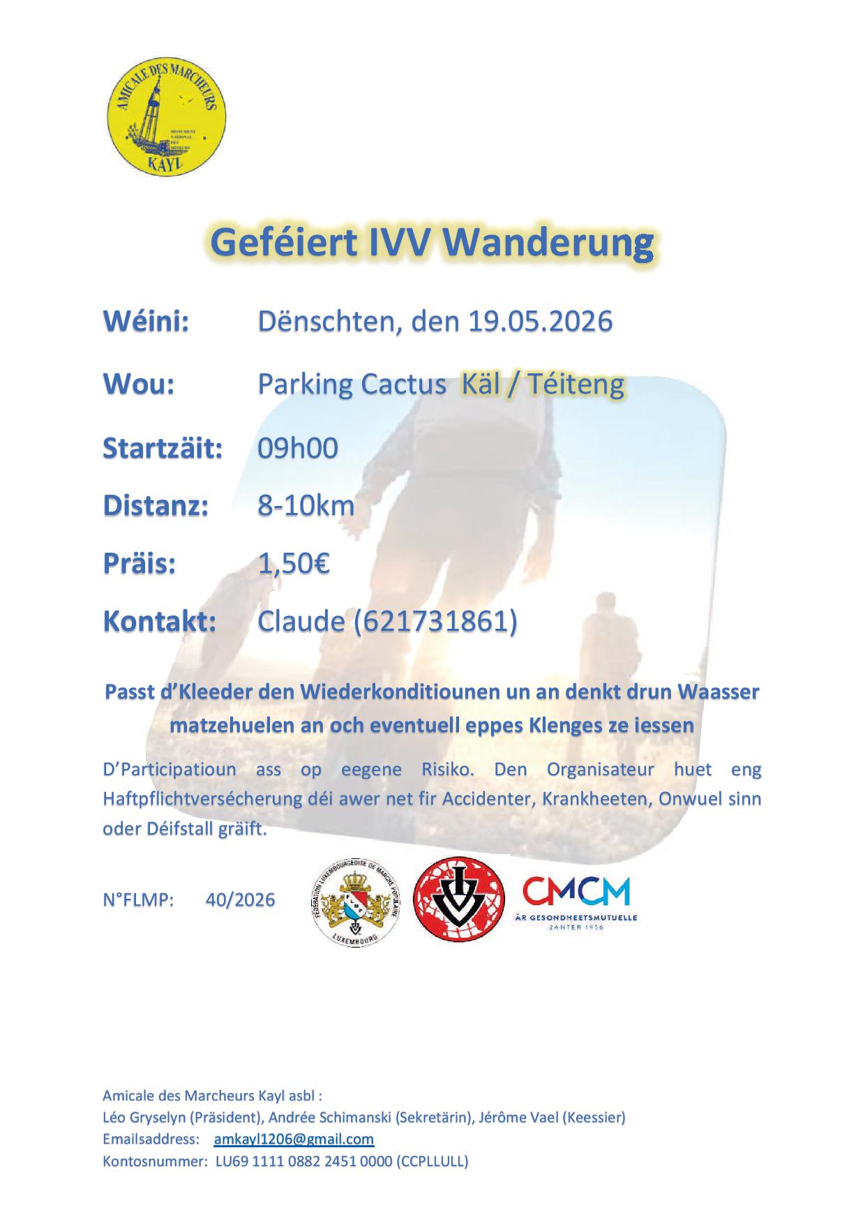 KÄL/TÉITENG FLMP IVV GEFÉIERT WANDERUNG 