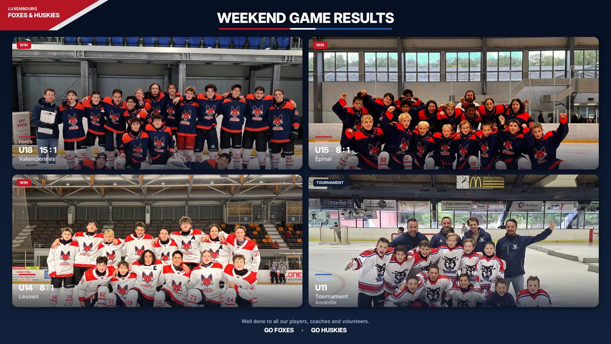 Huskies & Foxes - Weekend Results - 17 & 18 Oct 2026