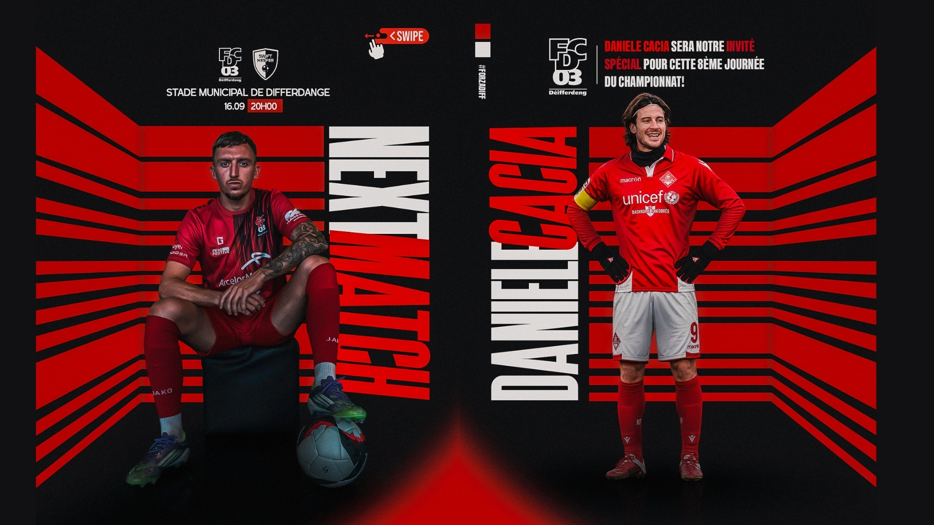 Daniele Cacia, invité spécial du FC Differdange 03 pour la réception du Swift Hesperange !