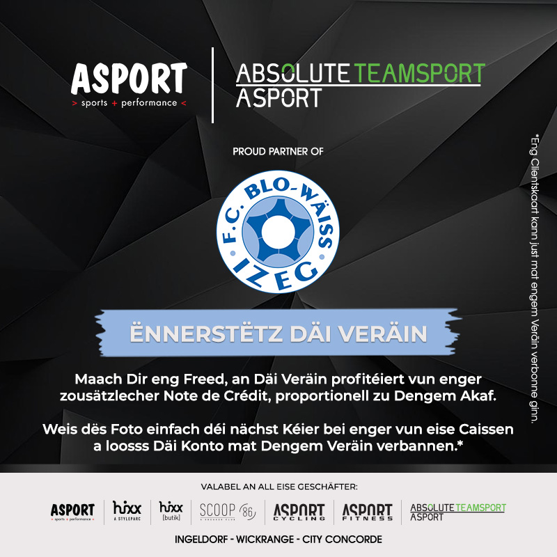 ASPORT NEIE PARTNER VUM FC BLO-WÄISS IZEG