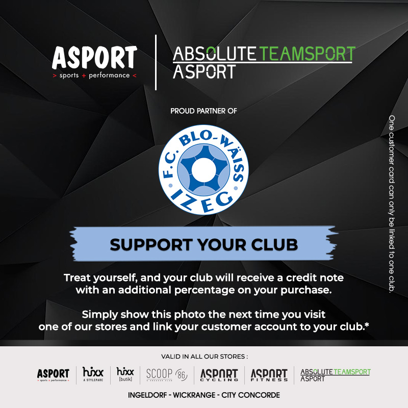 ASPORT NEW PARTNER OF FC BLO-WÄISS IZEG