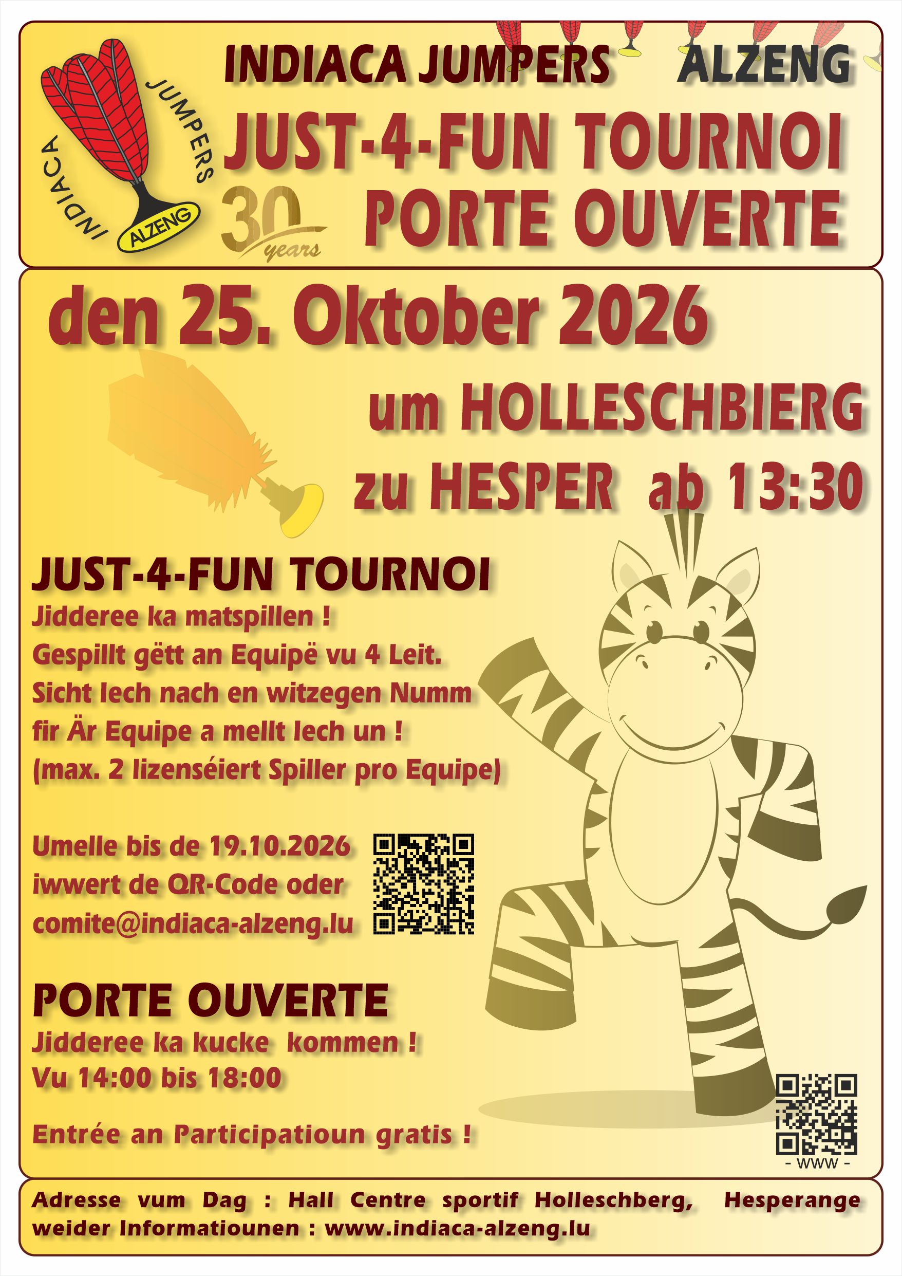 Indiaca Just-4-Fun Tournoi & Porte ouverte