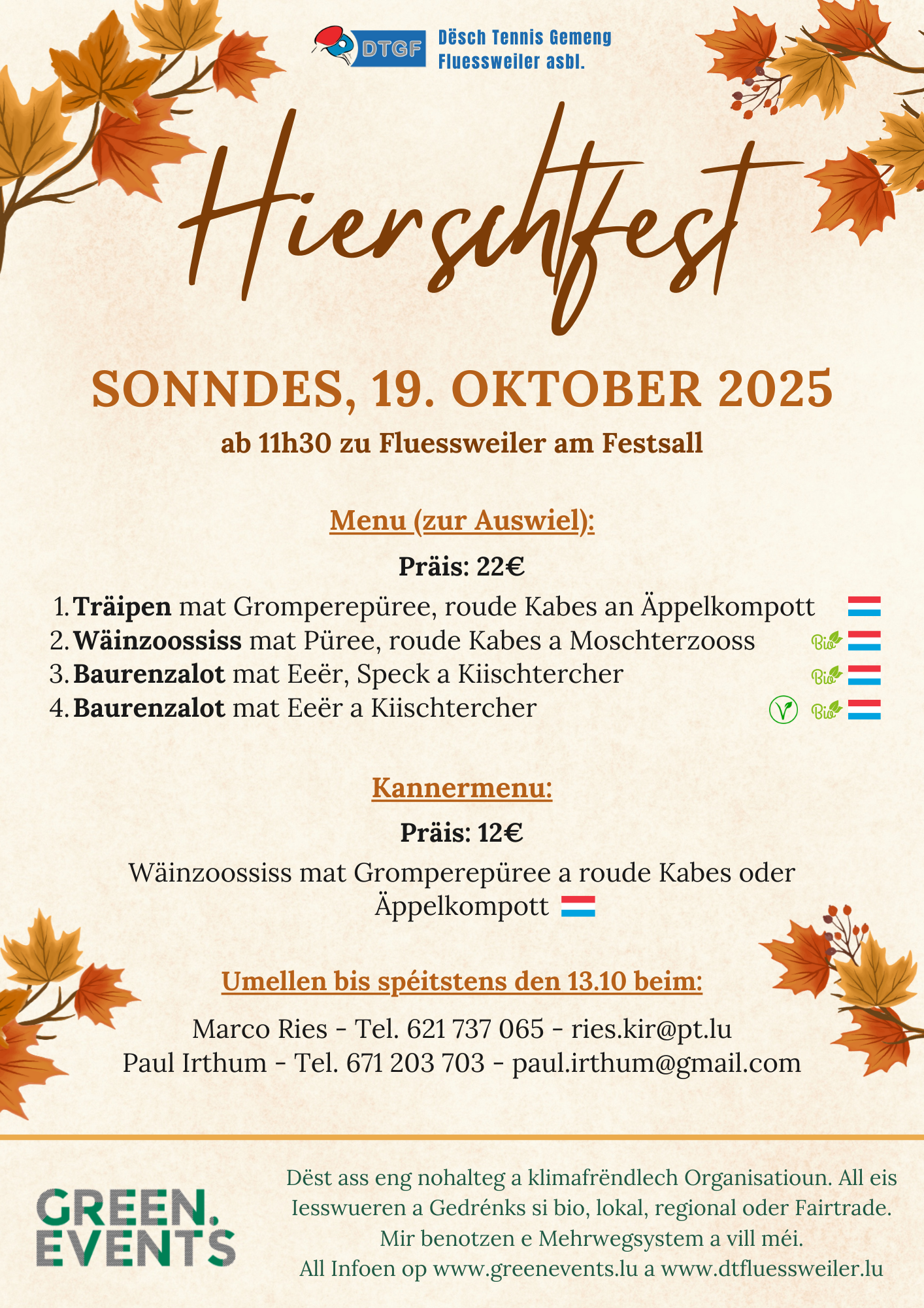 Hierschtfest zu Fluessweiler 19.10.2025