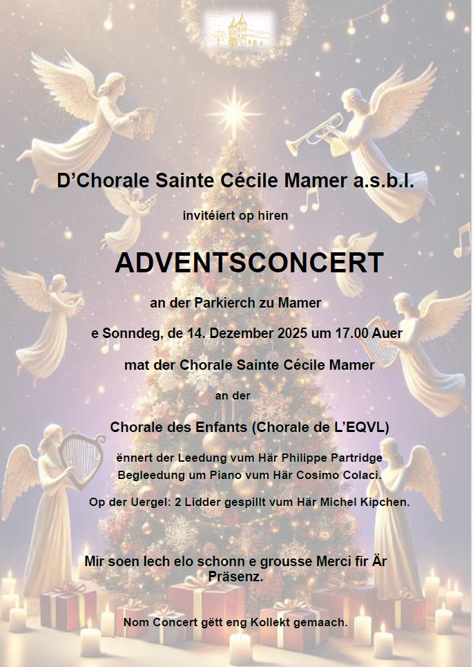 Chorale Sainte Cécile Mamer Flyer Adventsconcert 2025 