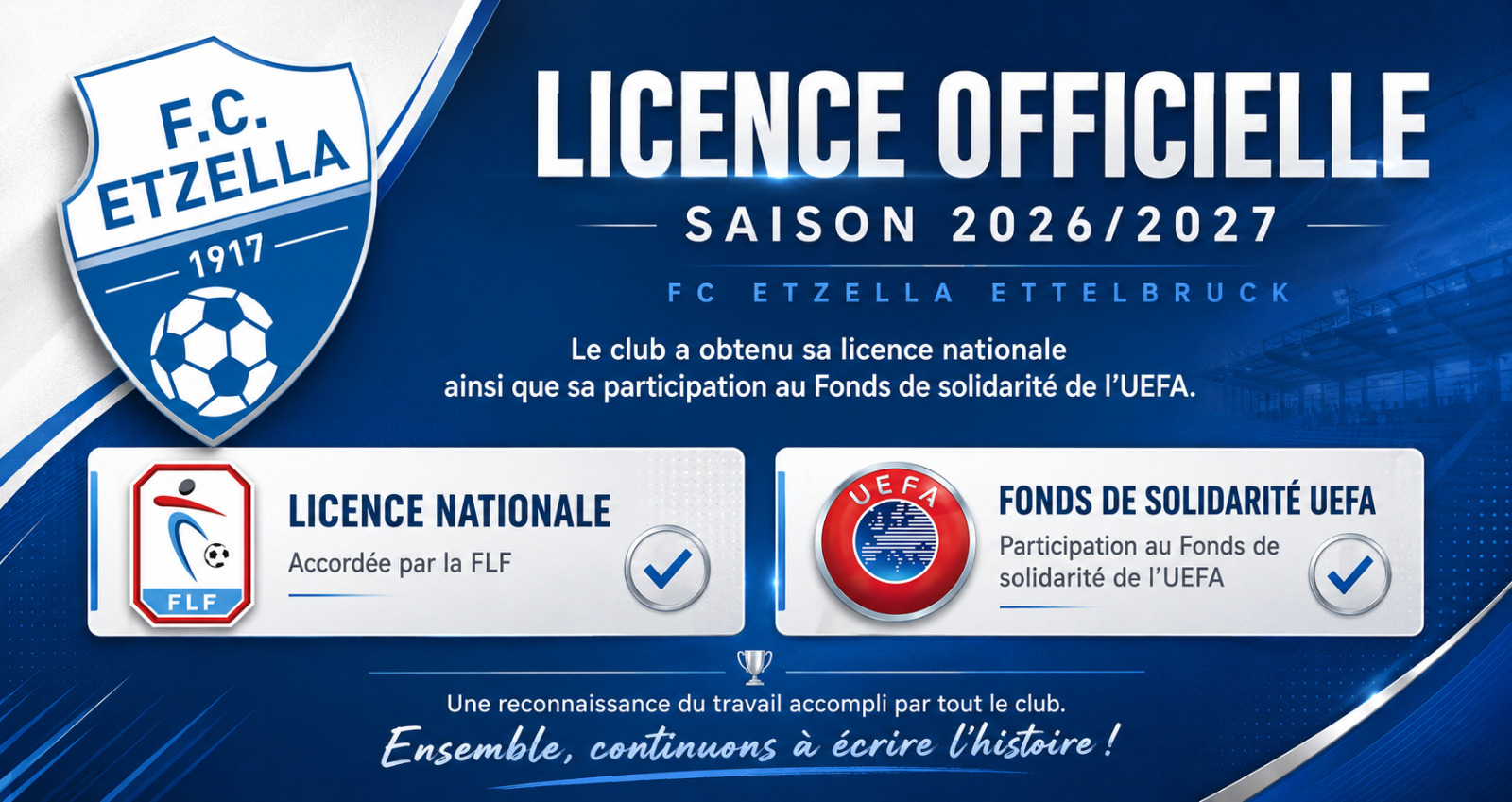 Le FC Etzella obtient sa licence nationale pour la saison 2026/2027