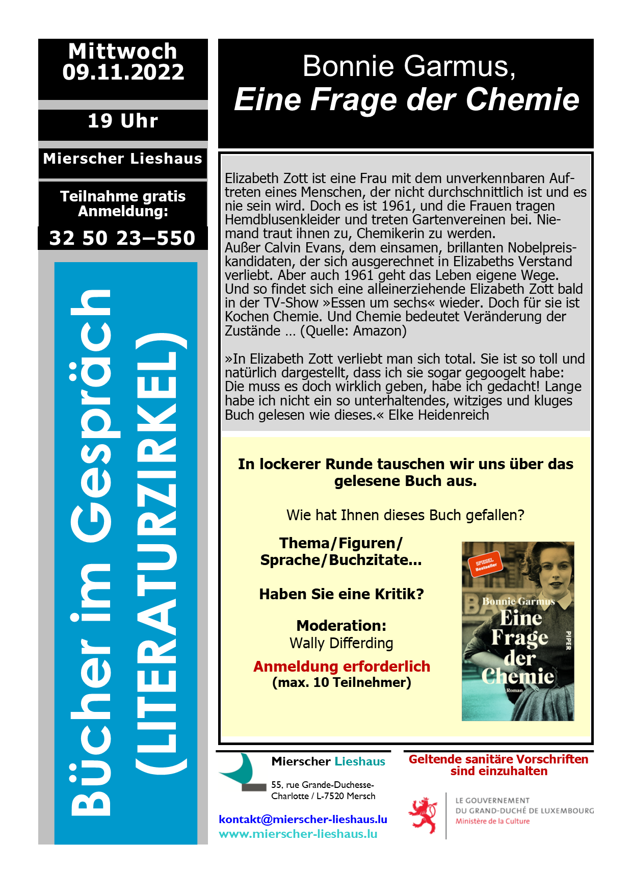 Literaturzirkel - Bonnie GARMUS, Eine Frage der Chemie