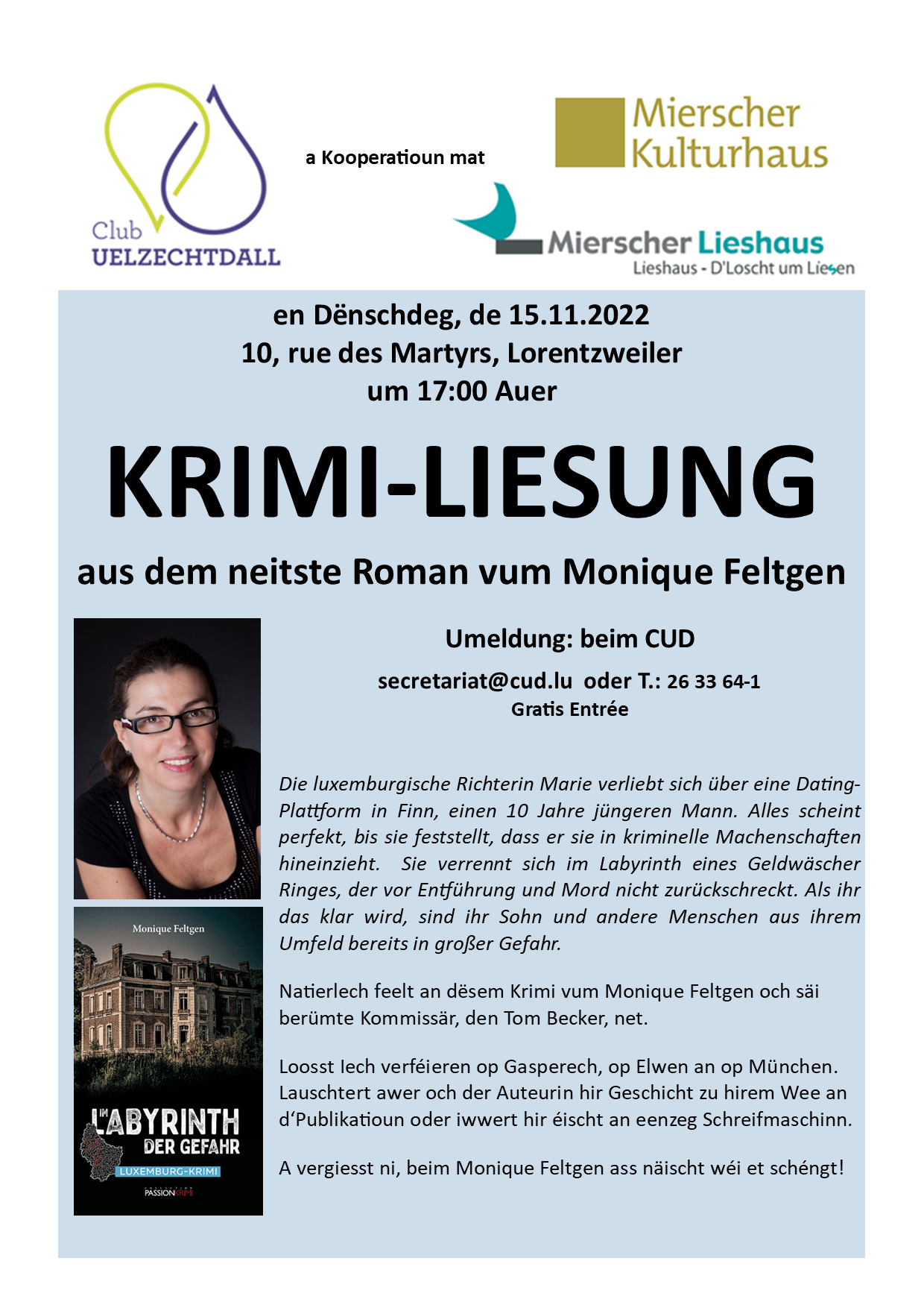 KRIMI Lesung mit Monique Feltgen
