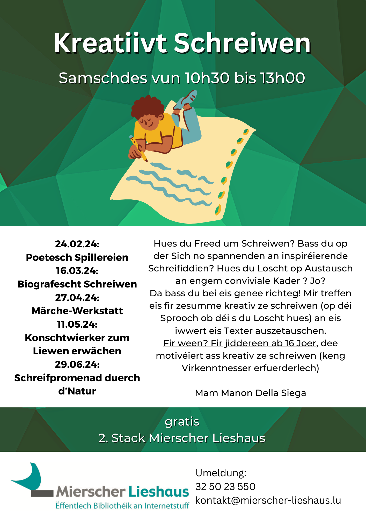 Kreatiivt Schreiwen (LU, DE, FR, EN)