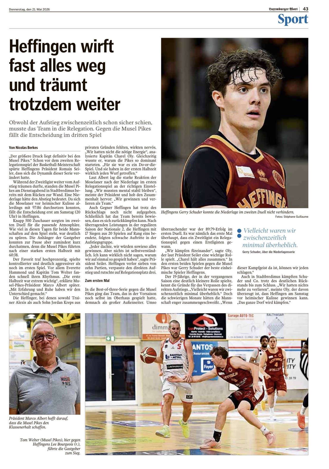 Newspaper articles about the relegation game 2