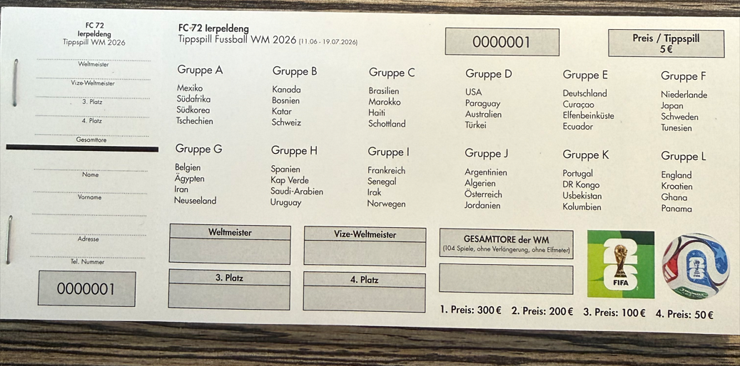 WM 2026 Tippspill vum FC72