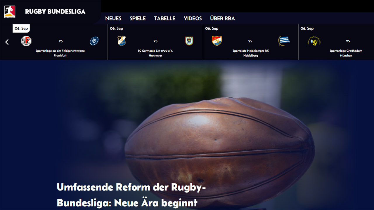 Rugby-Bundesliga mit eigener Website