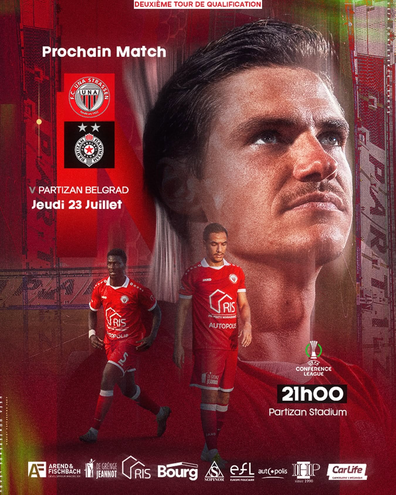 Prochain rendez-vous européen à Belgrade & Transmission du match à la buvette de Strassen