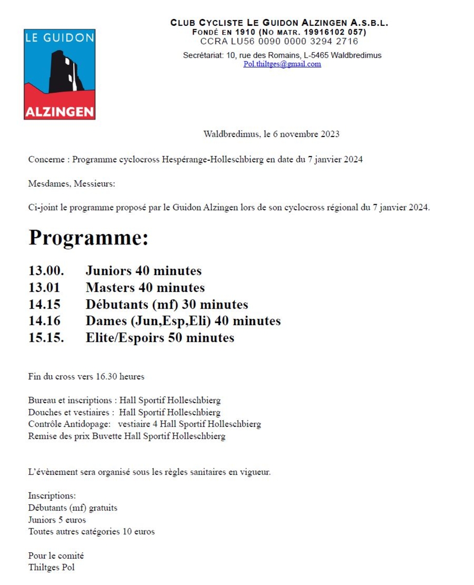 Cyclocross Alzingen den 07.01.2024