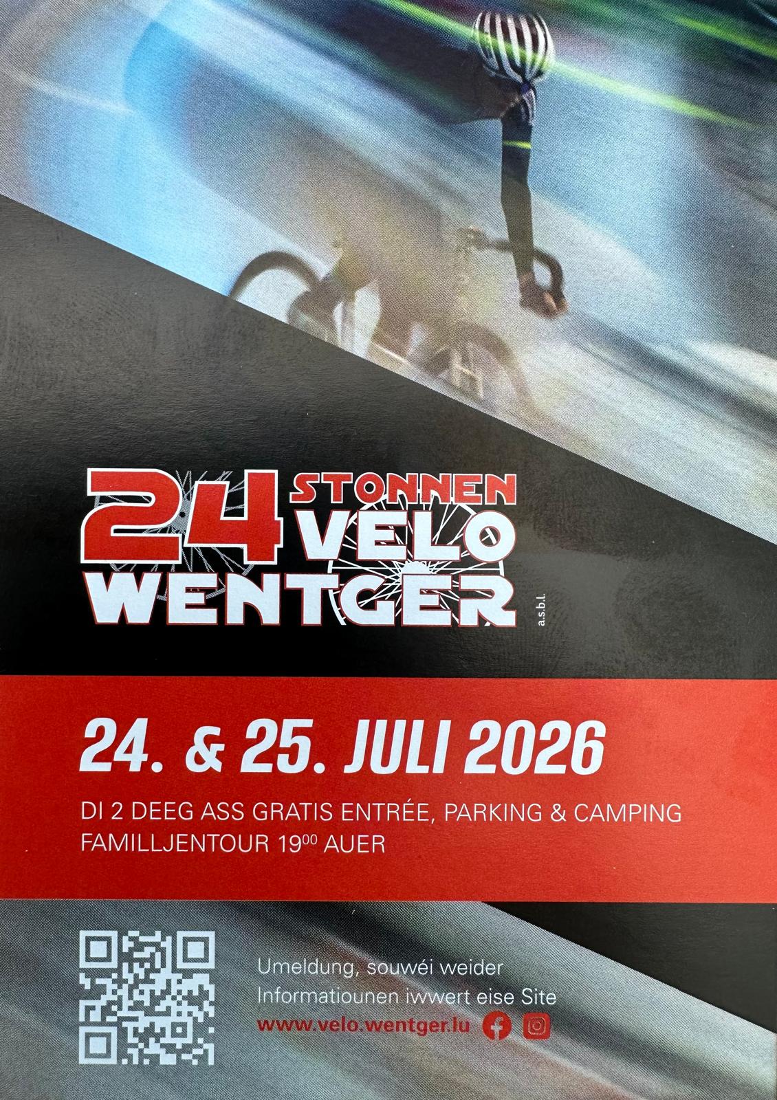 Les inscriptions pour les « 24 Heures Velo Wincrange 2026 » sont ouvertes ! Die Anmeldungen für die „24 Stunden Velo Wincrange 2026“ sind geöffnet! Am 24. & 25. JULI ist es wieder soweit – in Wincrange wird wieder geradelt! 