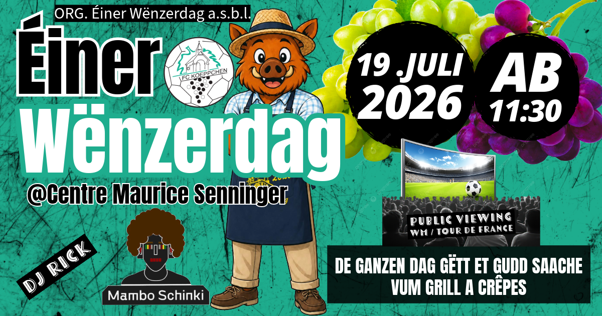 Stand vum FC Koeppchen um Einer Wënzerdaag 2026 (Org. Éiner Wënzerdag asbl)