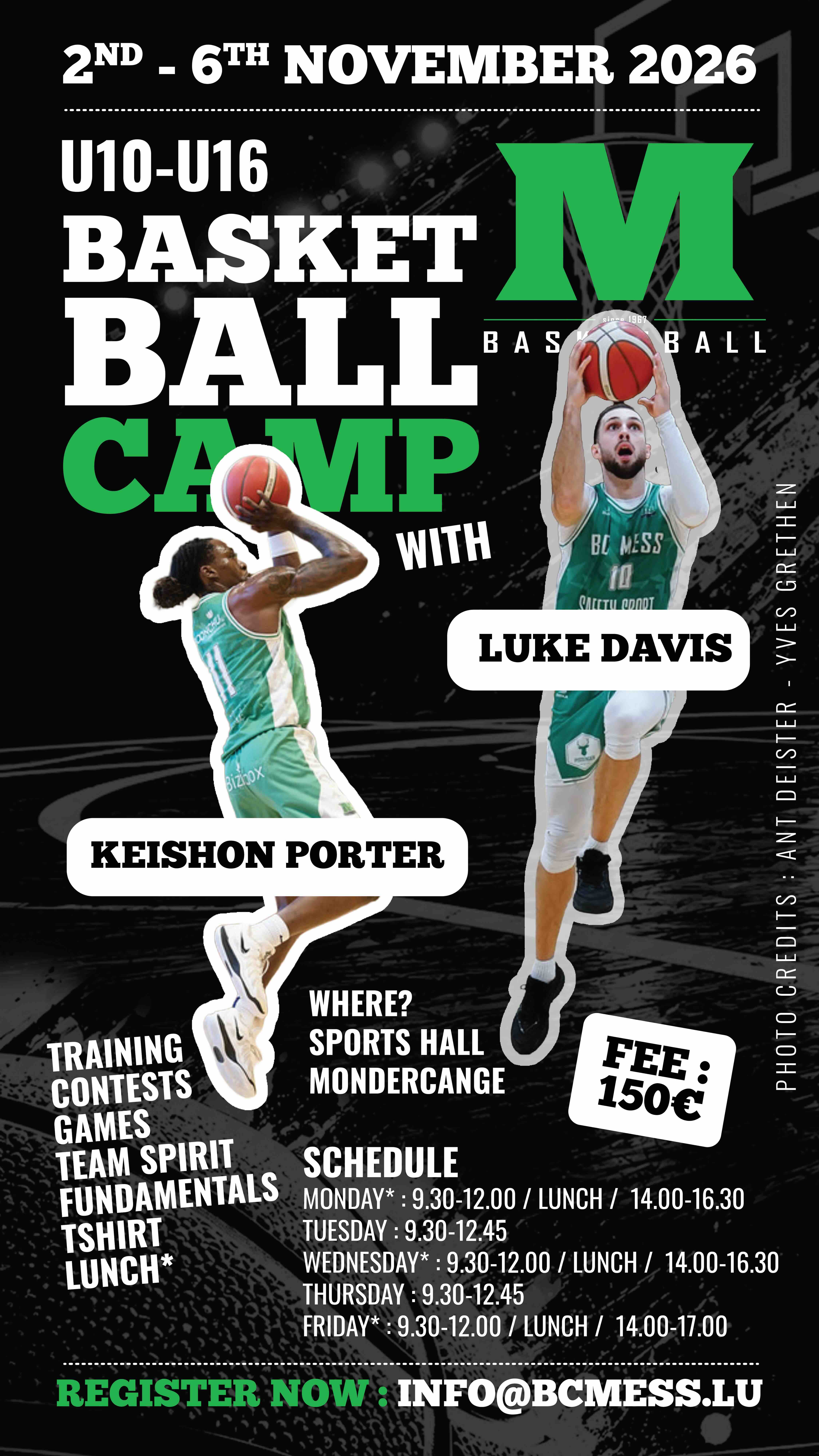 ALLERHELLEGEN VAKANZ : BC MESS - Basketball Camp mat eisen Amien Luke Davis a Keishon Porter